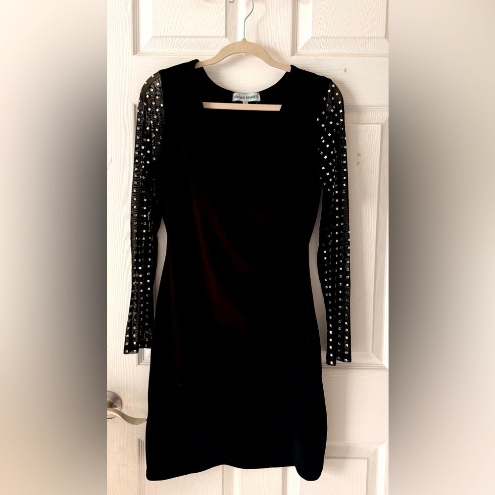 EUC Elegant Black Party Dress with Shimmering Details Size L